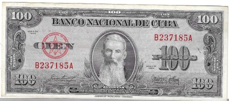 Kuba 100 Pesos 1954 stav F (B237185A)	
